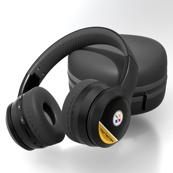 Pittsburgh Steelers Personalized Endzone Solid Wireless Over-Ear BT Headphones With Case