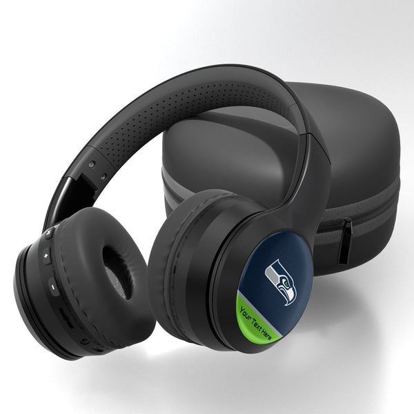 Seattle Seahawks Personalized Endzone Solid Wireless Over-Ear BT Headphones With Case