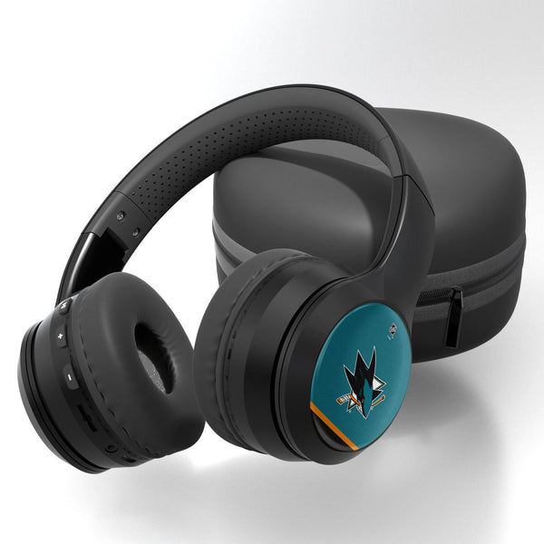 San Jose Sharks Stripe Wireless Over-Ear BT Headphones With Case