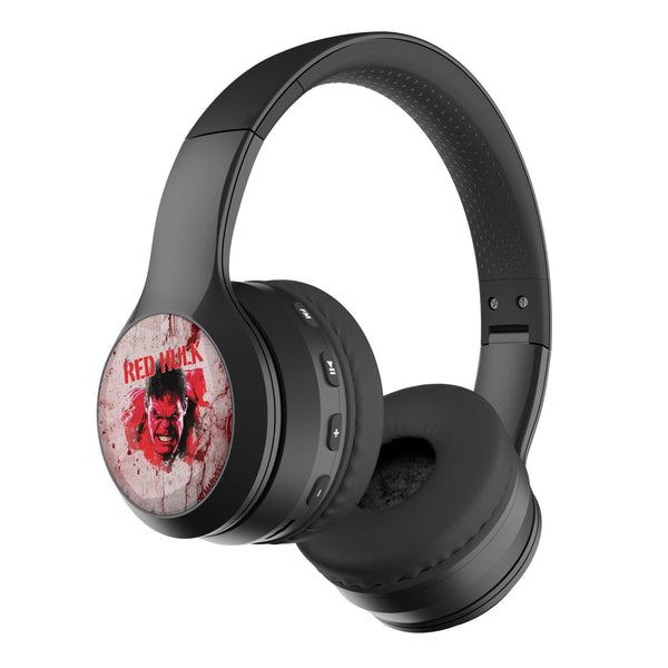 Marvel Avengers Red Hulk Badge Wireless Over-Ear BT Headphones With Case