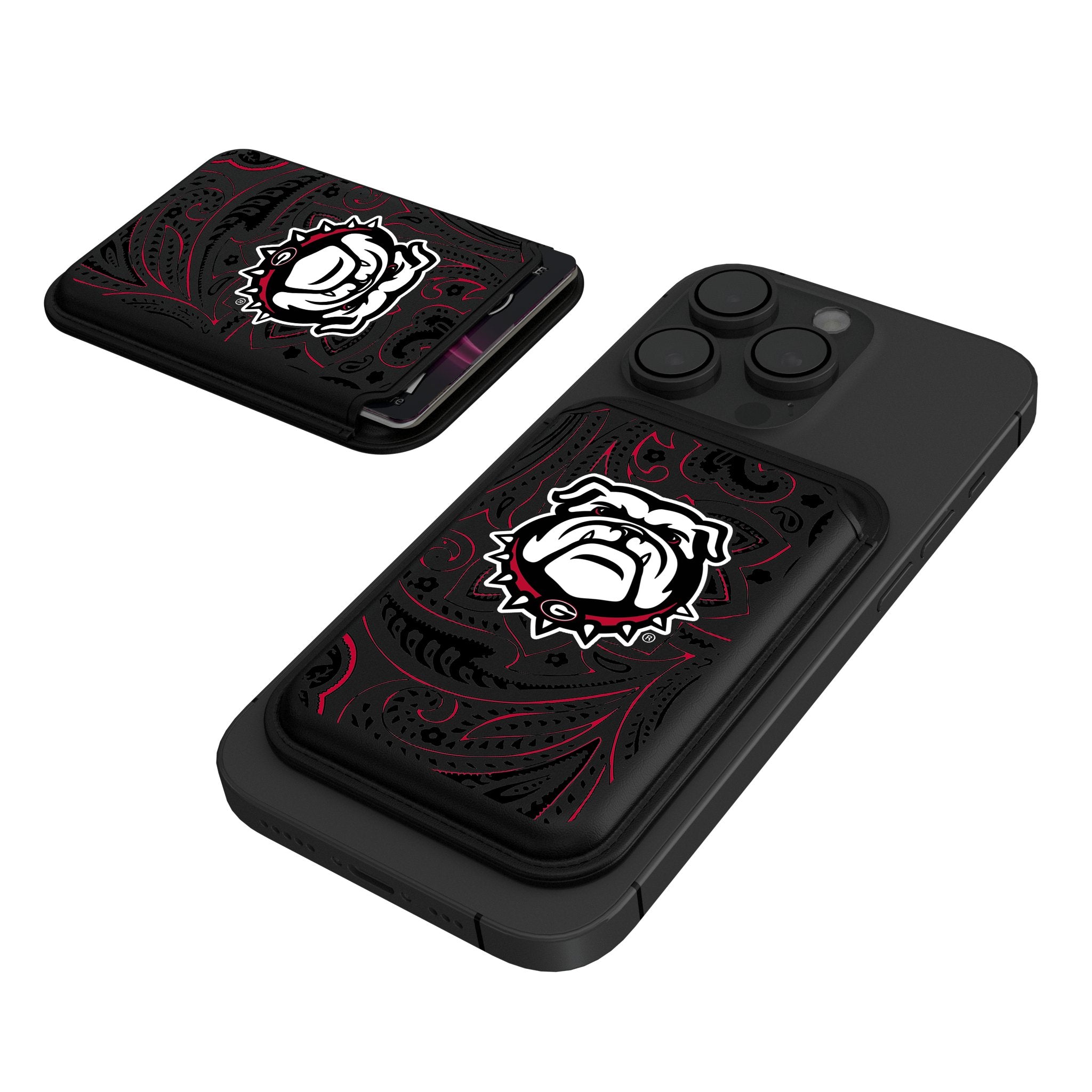 University of Georgia Bulldogs Uga Paisley Black Magnetic Credit Card Wallet
