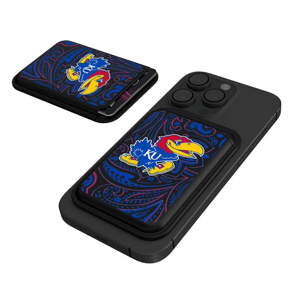 University of Kansas Jayhawks Paisley Black Magnetic Credit Card Wallet