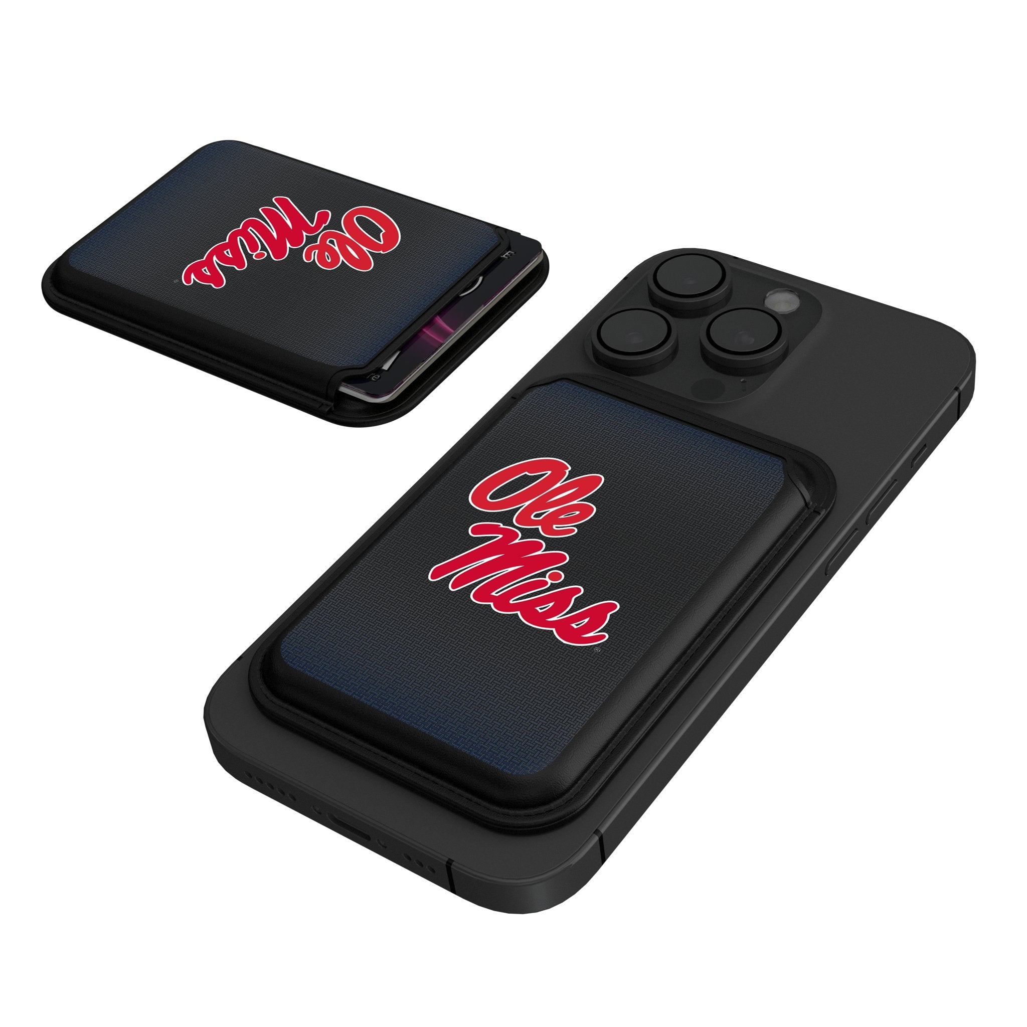 University of Mississippi Rebels Linen Black Magnetic Credit Card Wallet