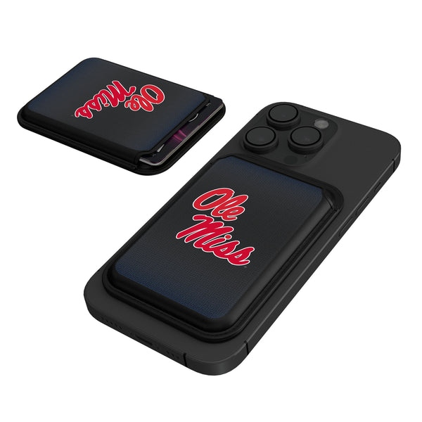 University of Mississippi Rebels Linen Black Magnetic Credit Card Wallet