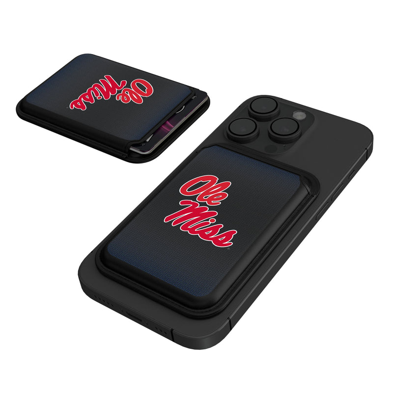 University of Mississippi Rebels Linen Black Magnetic Credit Card Wallet