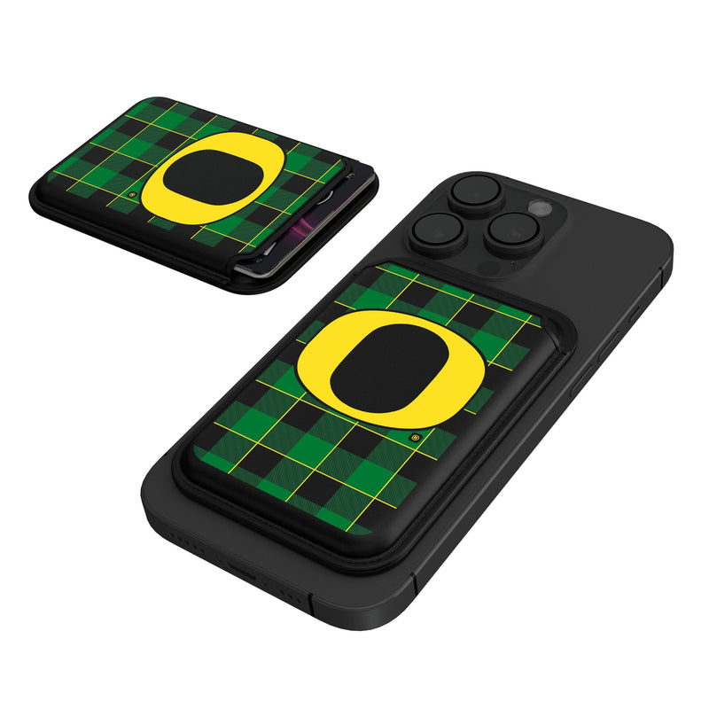 University of Oregon Ducks Plaid Black Magnetic Credit Card Wallet