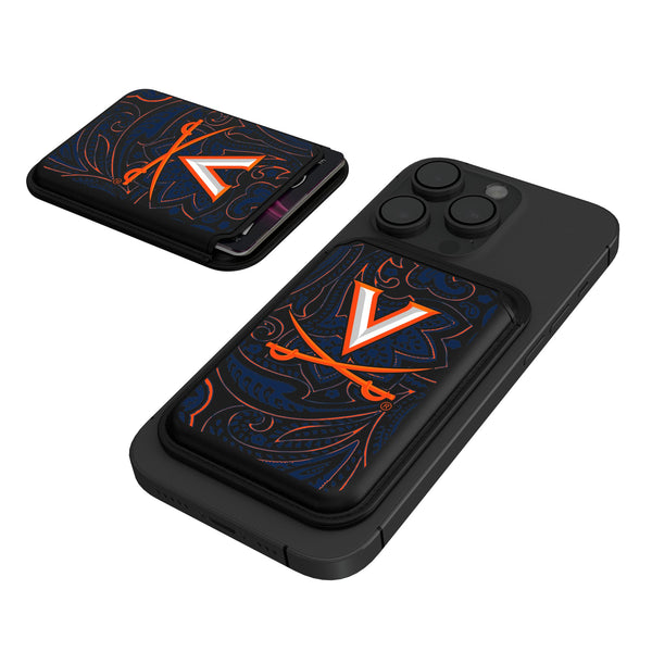 University of Virginia Cavaliers Paisley Black Magnetic Credit Card Wallet