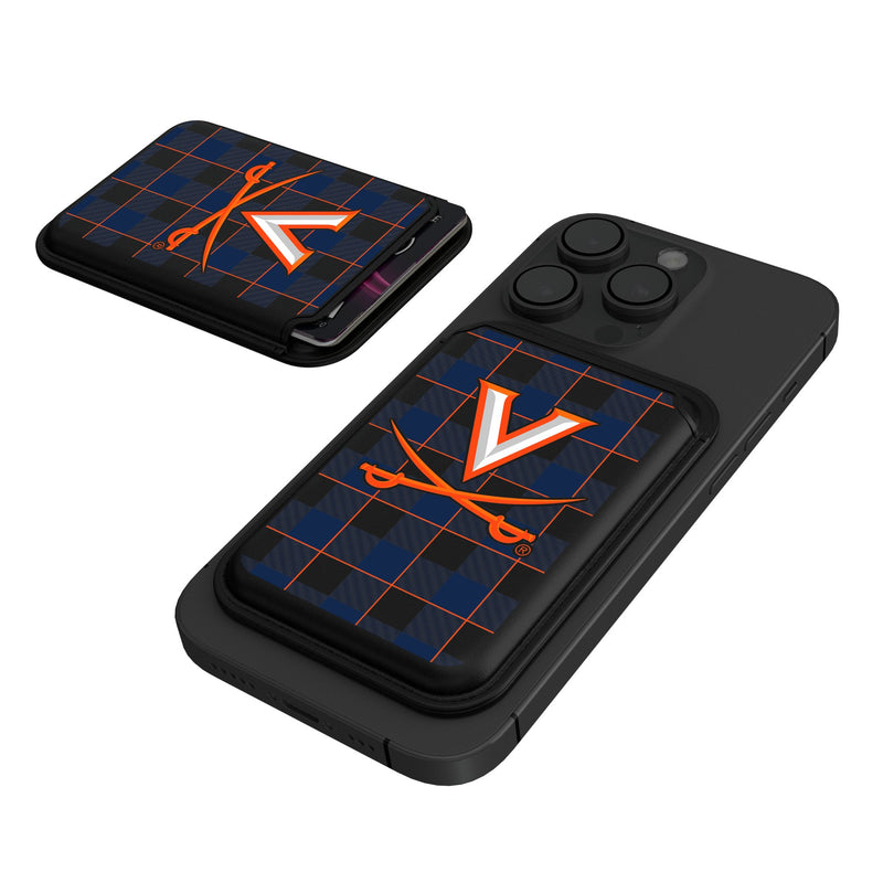 University of Virginia Cavaliers Plaid Black Magnetic Credit Card Wallet