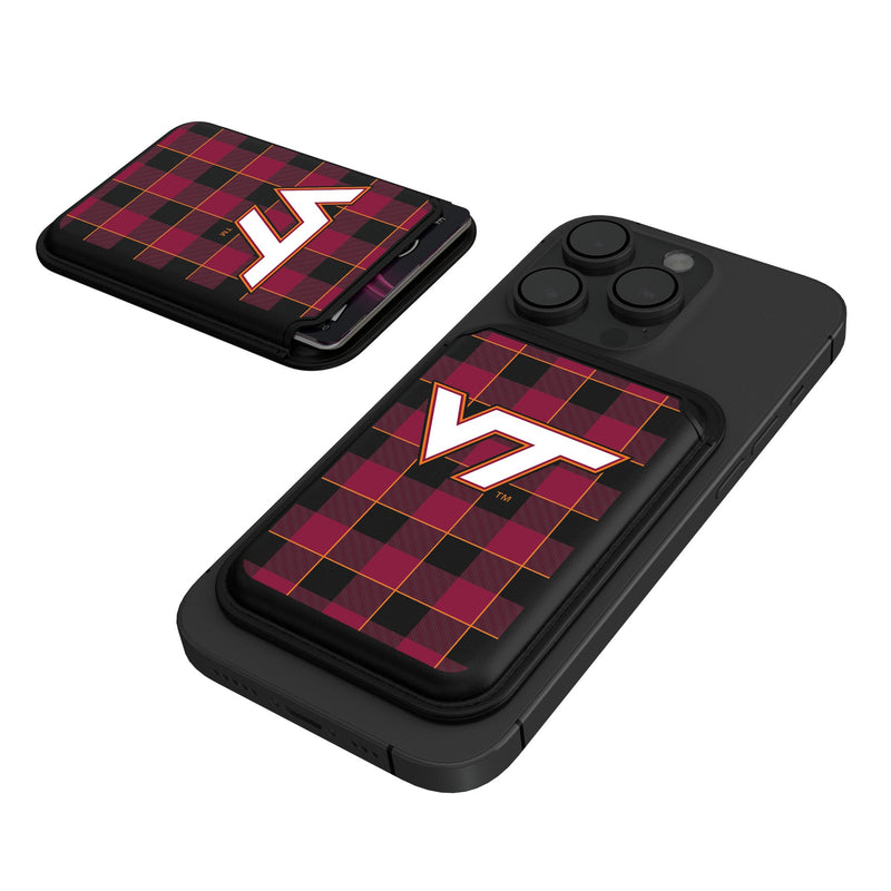 Virginia Tech Hokies Plaid Black Magnetic Credit Card Wallet