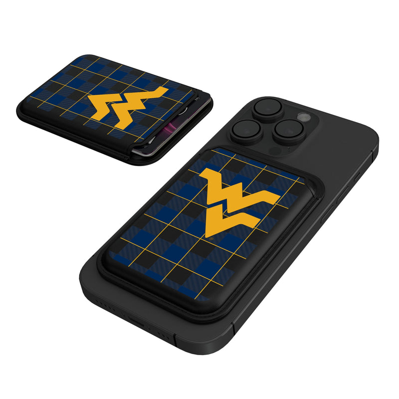 West Virginia University Mountaineers Plaid Black Magnetic Credit Card Wallet