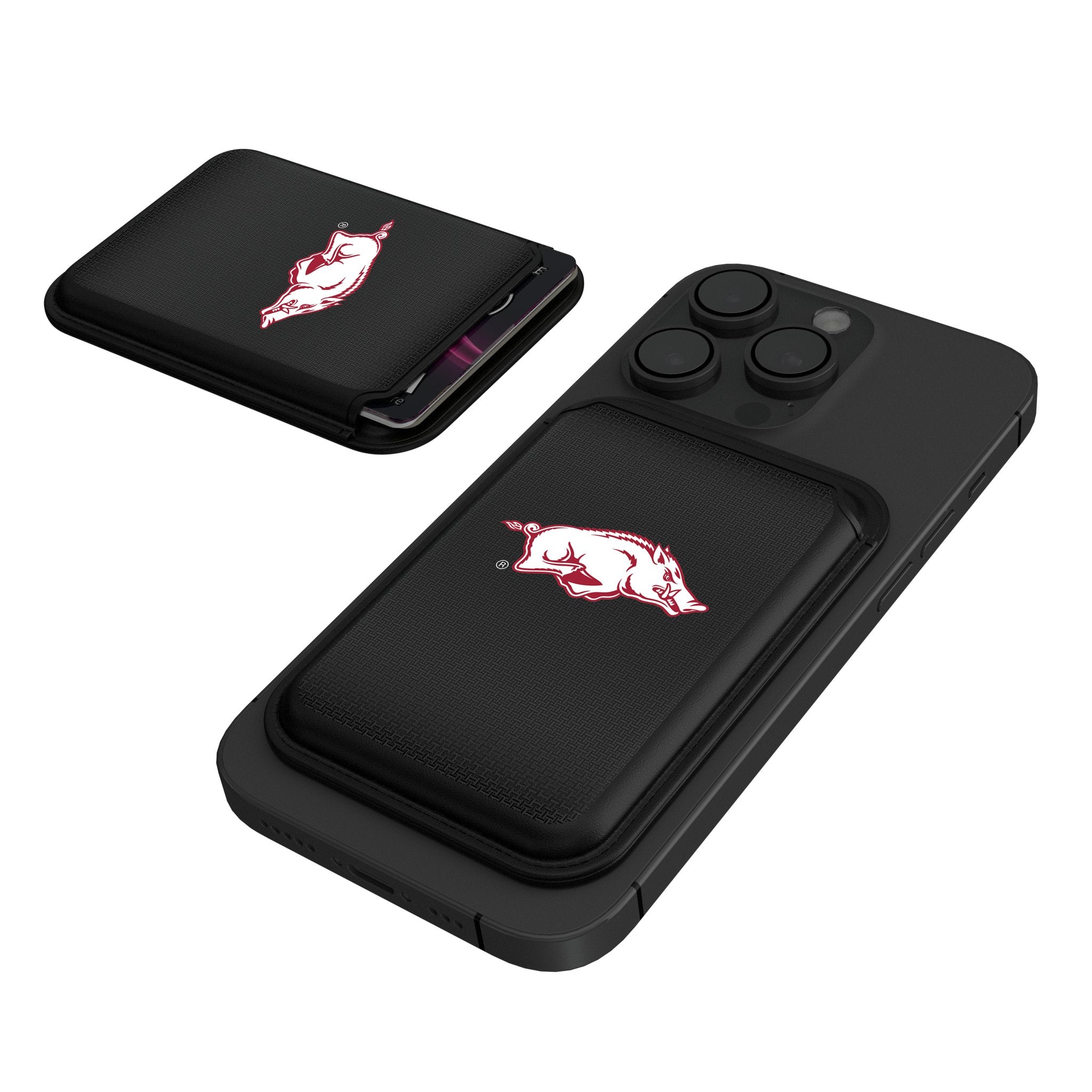 University of Arkansas Fayetteville Razorbacks Linen Black Magnetic Credit Card Wallet