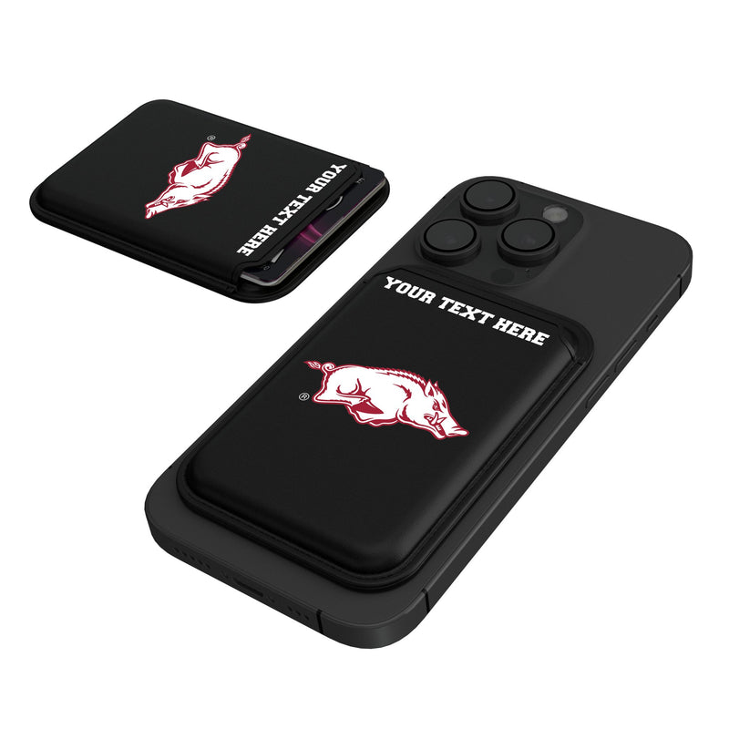 University of Arkansas Fayetteville Razorbacks Personalized Insignia Black Magnetic Credit Card Wallet