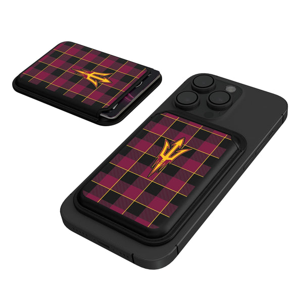 Arizona State University Sun Devils Plaid Black Magnetic Credit Card Wallet