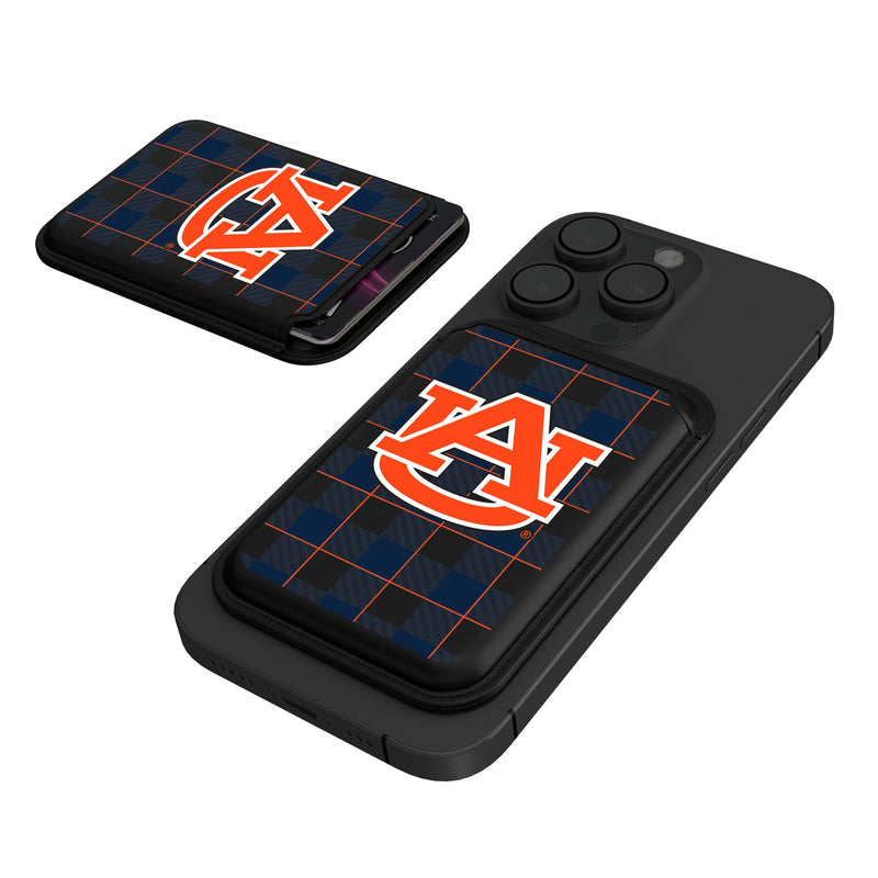 University of Auburn Tigers Plaid Black Magnetic Credit Card Wallet