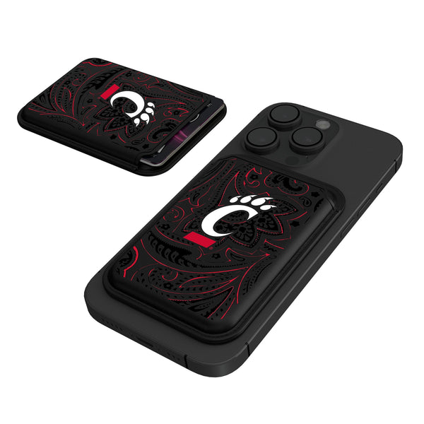 University of Cincinnati Bearcats Paisley Black Magnetic Credit Card Wallet