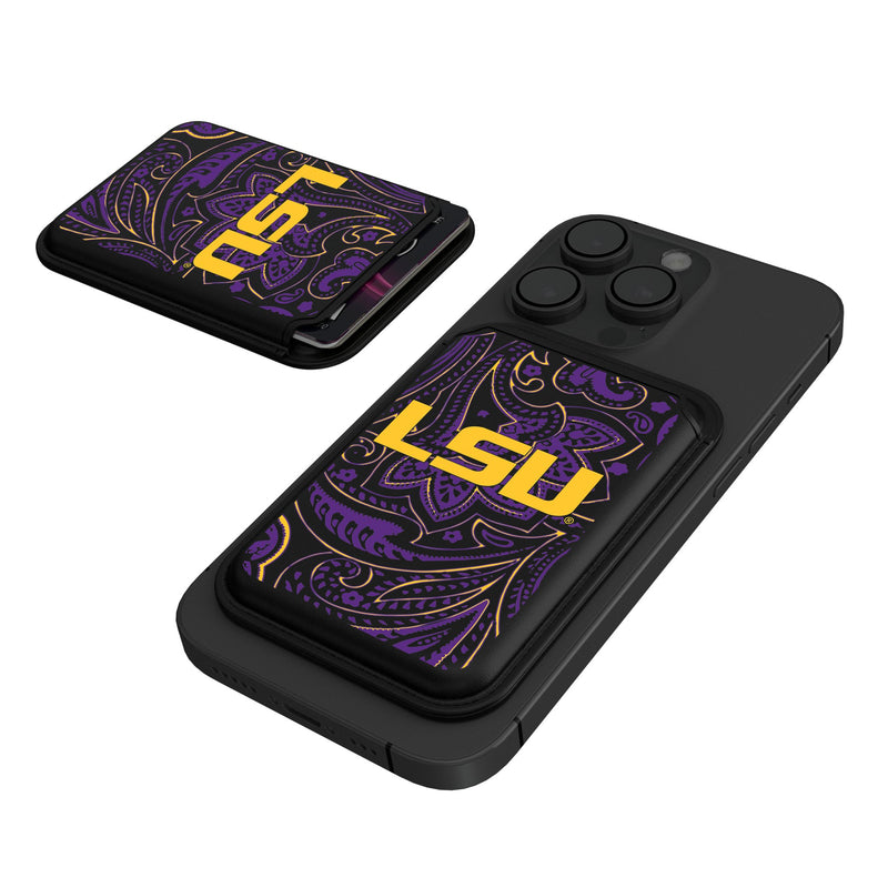 Louisiana State University Tigers Paisley Black Magnetic Credit Card Wallet