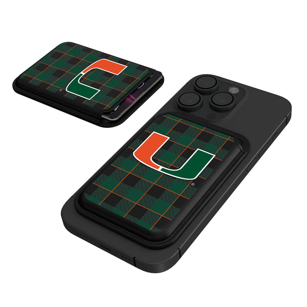 University of Miami Hurricanes Plaid Black Magnetic Credit Card Wallet