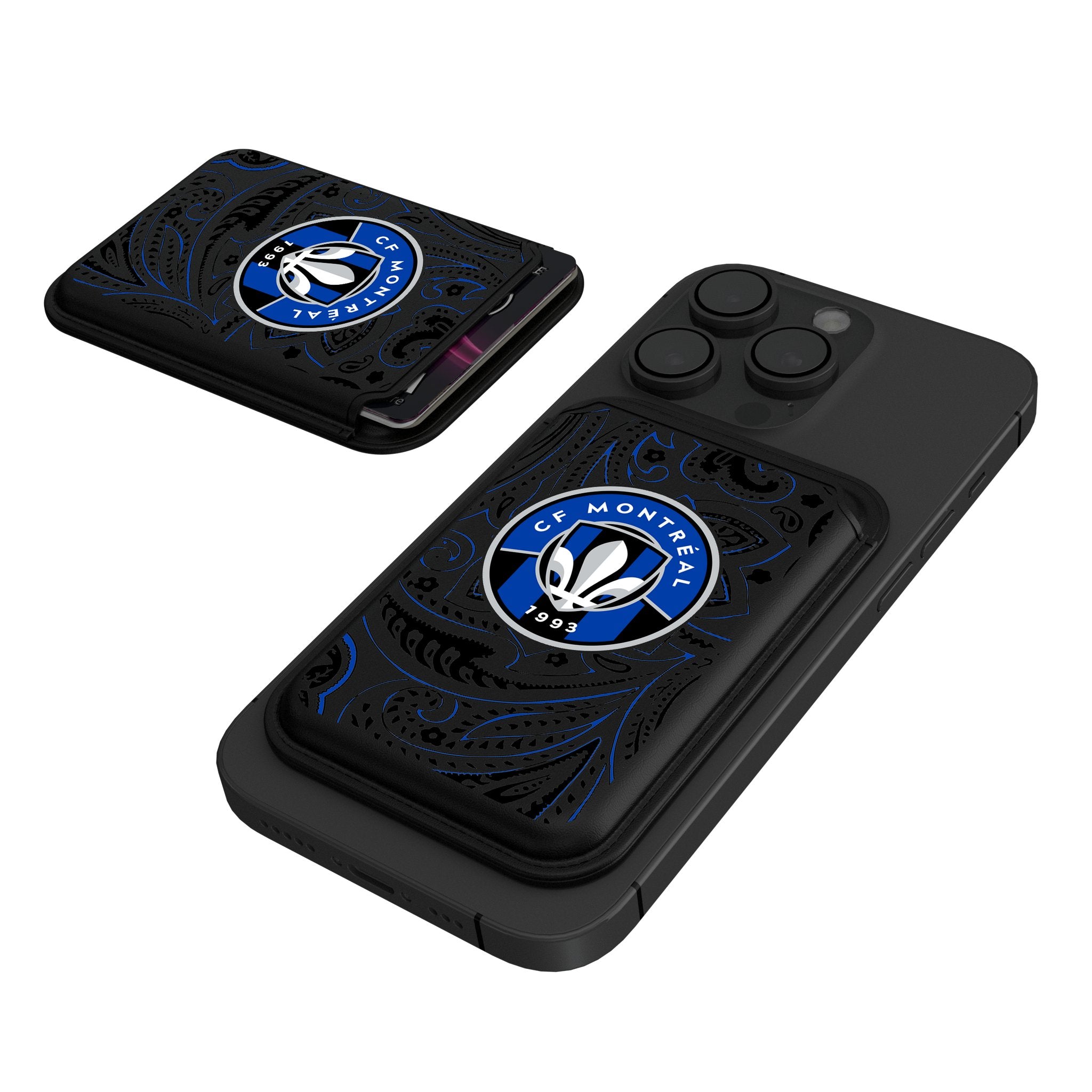 CF Montreal Paisley Black Magnetic Credit Card Wallet