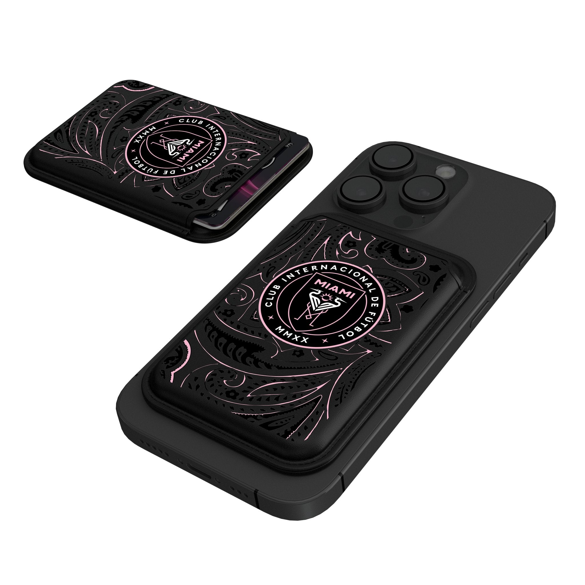 Inter Miami CF Paisley Black Magnetic Credit Card Wallet
