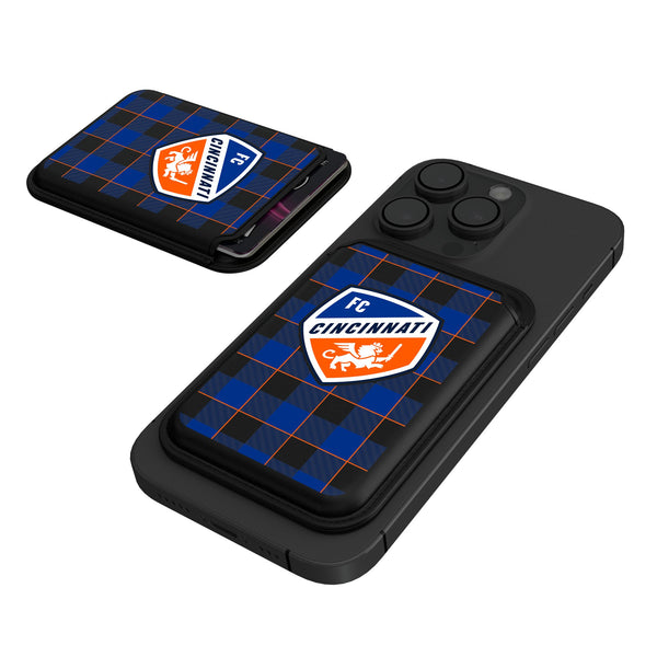 FC Cincinnati Plaid Black Magnetic Credit Card Wallet