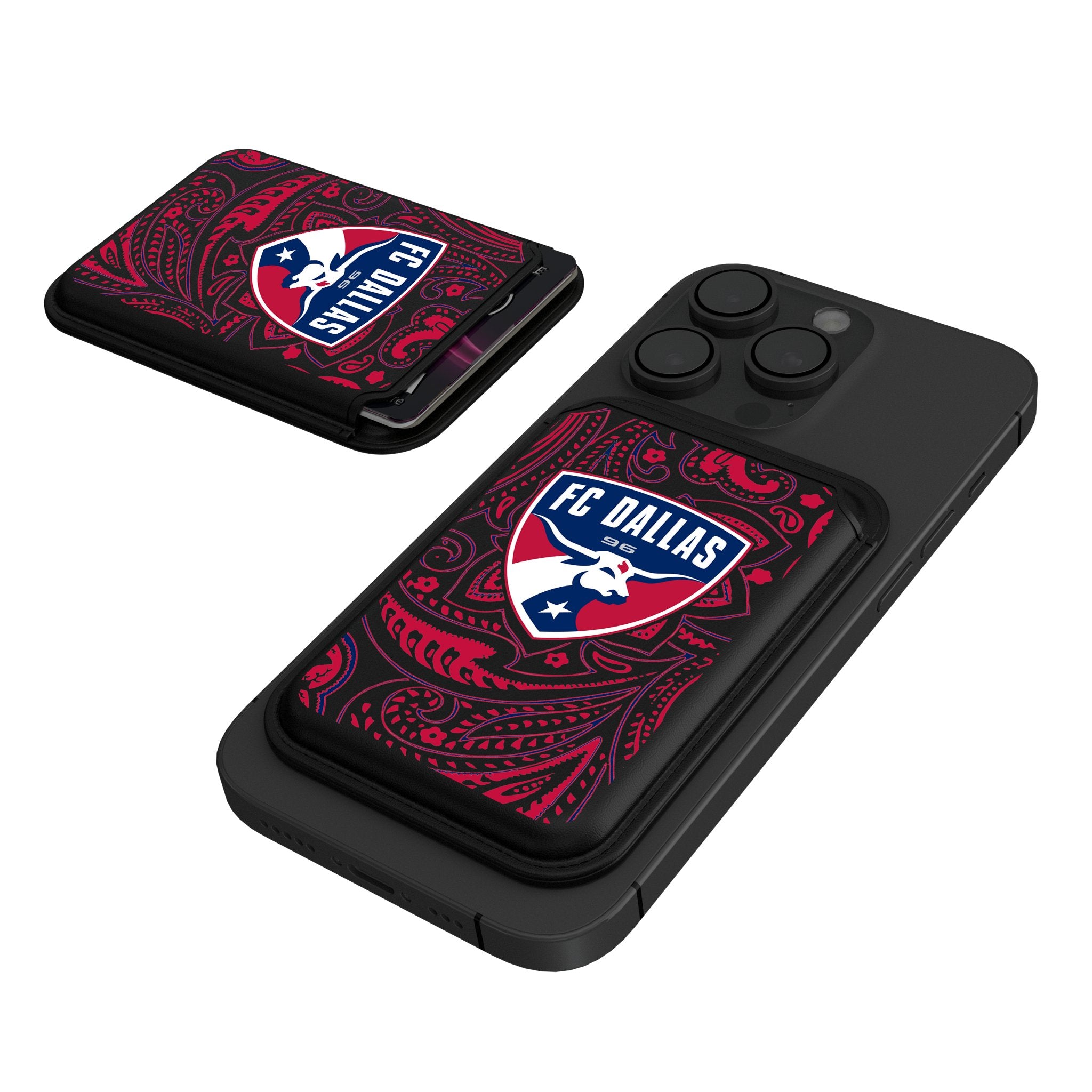 FC Dallas Paisley Black Magnetic Credit Card Wallet