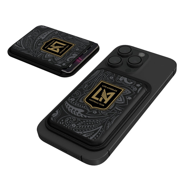 Los Angeles Football Club   Paisley Black Magnetic Credit Card Wallet