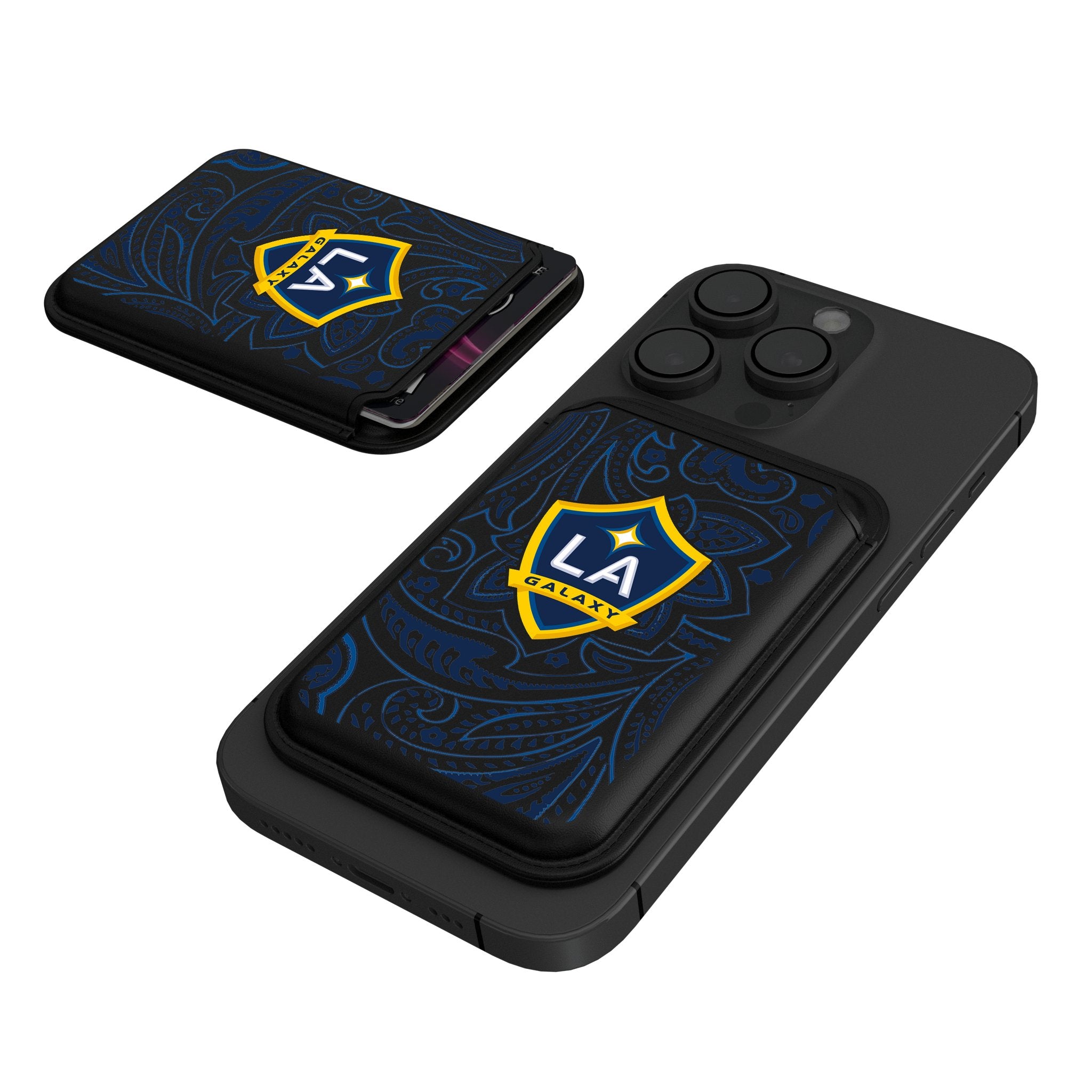 LA Galaxy Paisley Black Magnetic Credit Card Wallet
