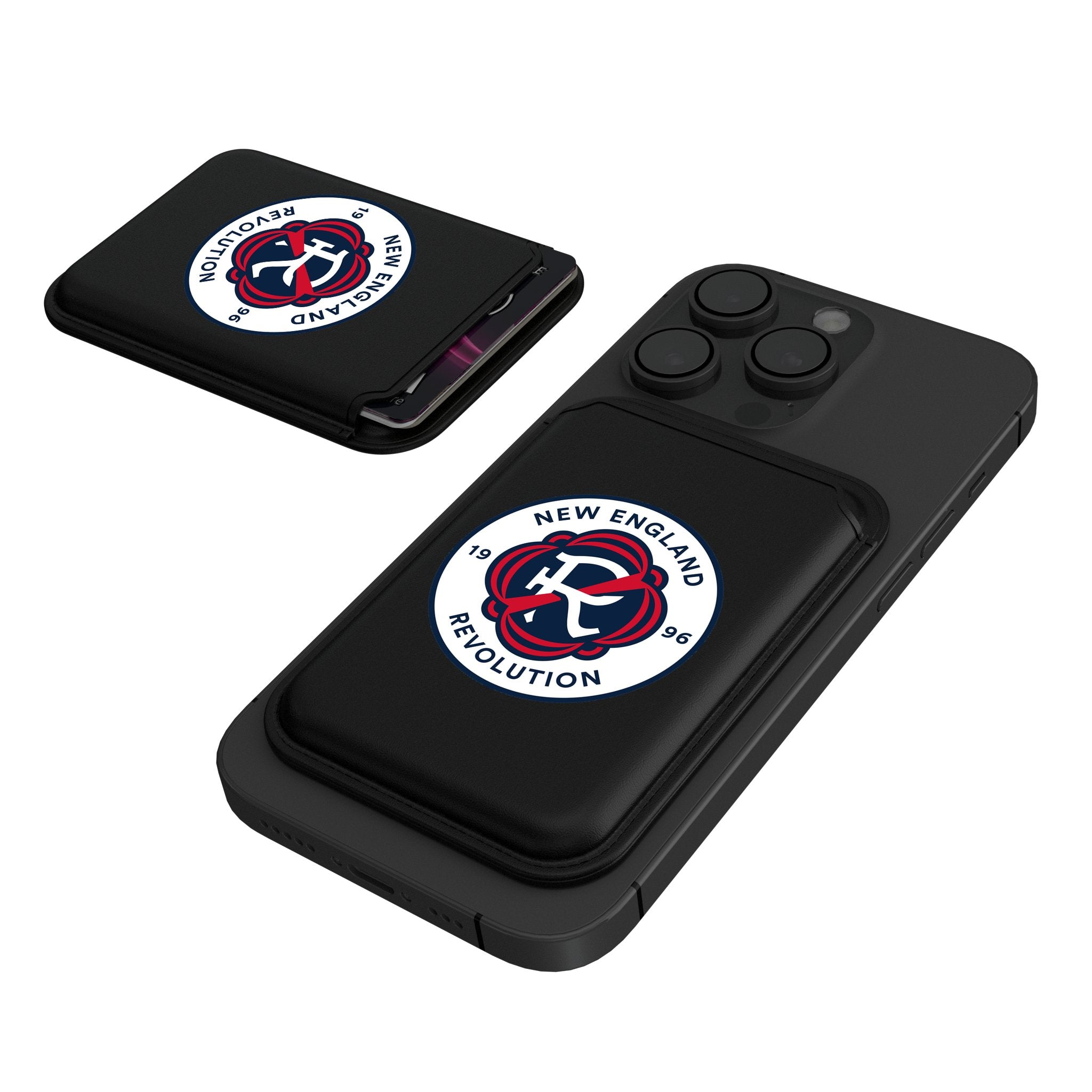 New England Revolution Insignia Black Magnetic Credit Card Wallet