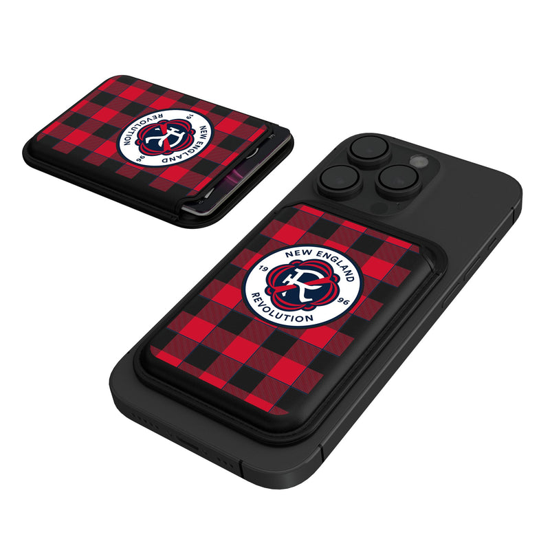 New England Revolution  Plaid Black Magnetic Credit Card Wallet