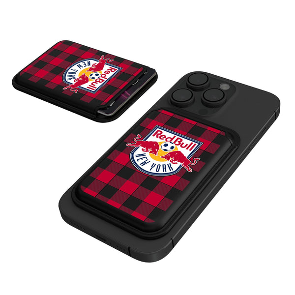 New York Red Bulls  Plaid Black Magnetic Credit Card Wallet