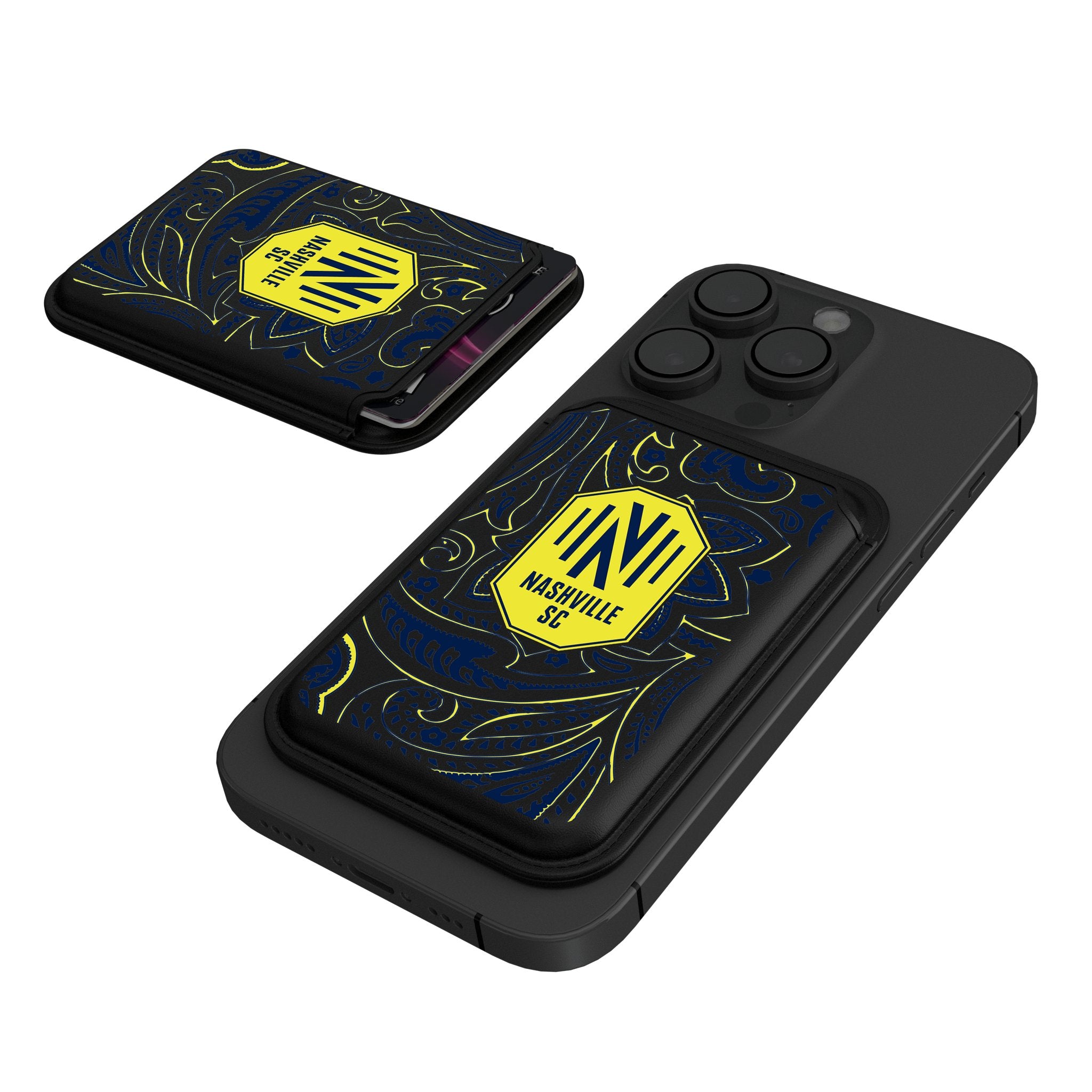 Nashville SC Paisley Black Magnetic Credit Card Wallet
