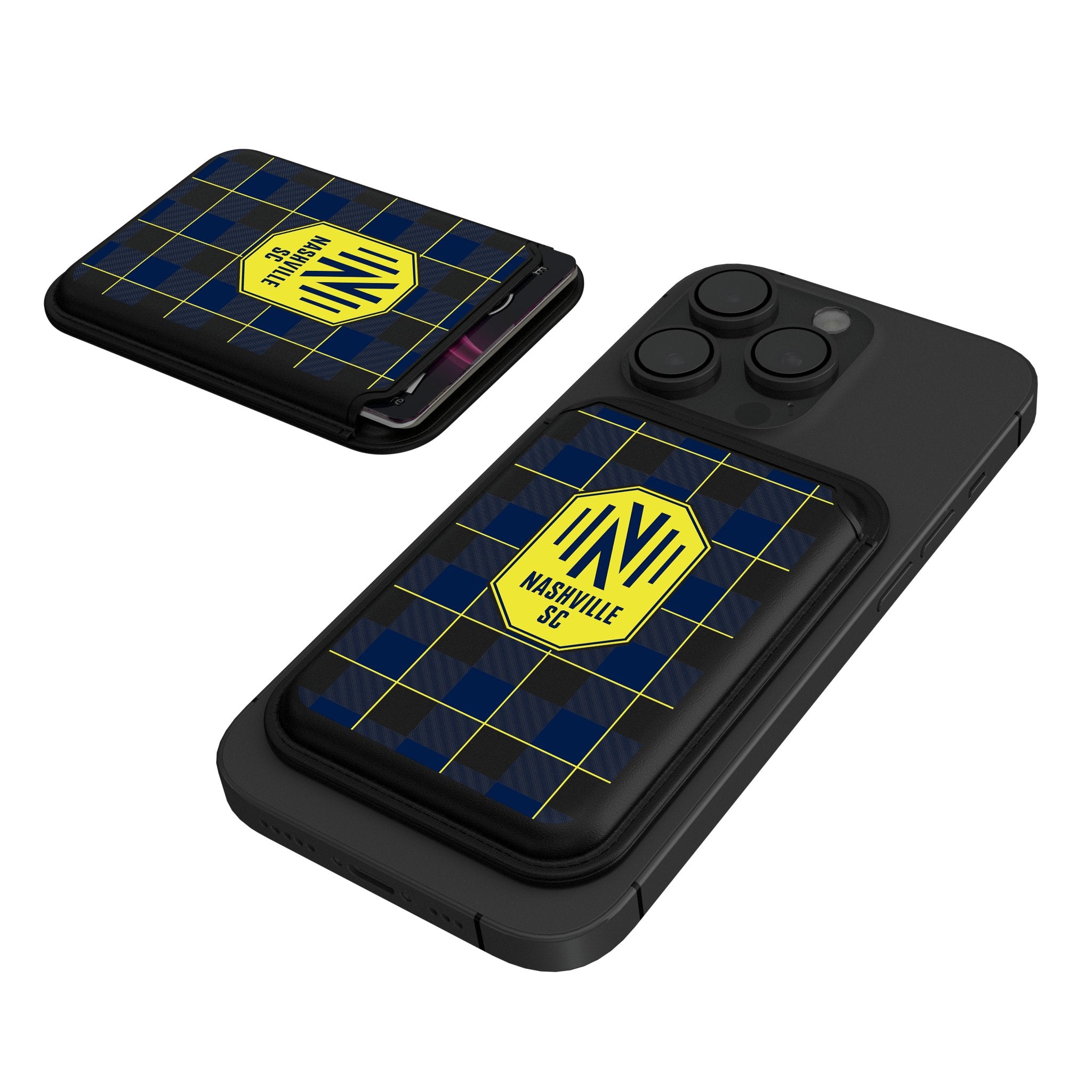 Nashville SC Plaid Black Magnetic Credit Card Wallet