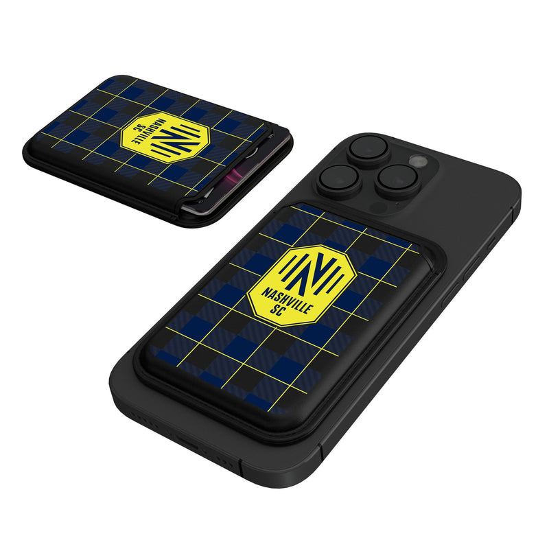 Nashville SC  Plaid Black Magnetic Credit Card Wallet