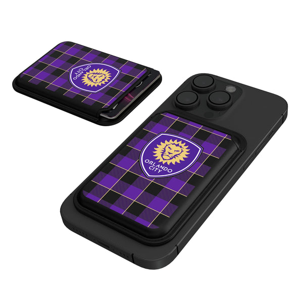 Orlando City Soccer Club  Plaid Black Magnetic Credit Card Wallet