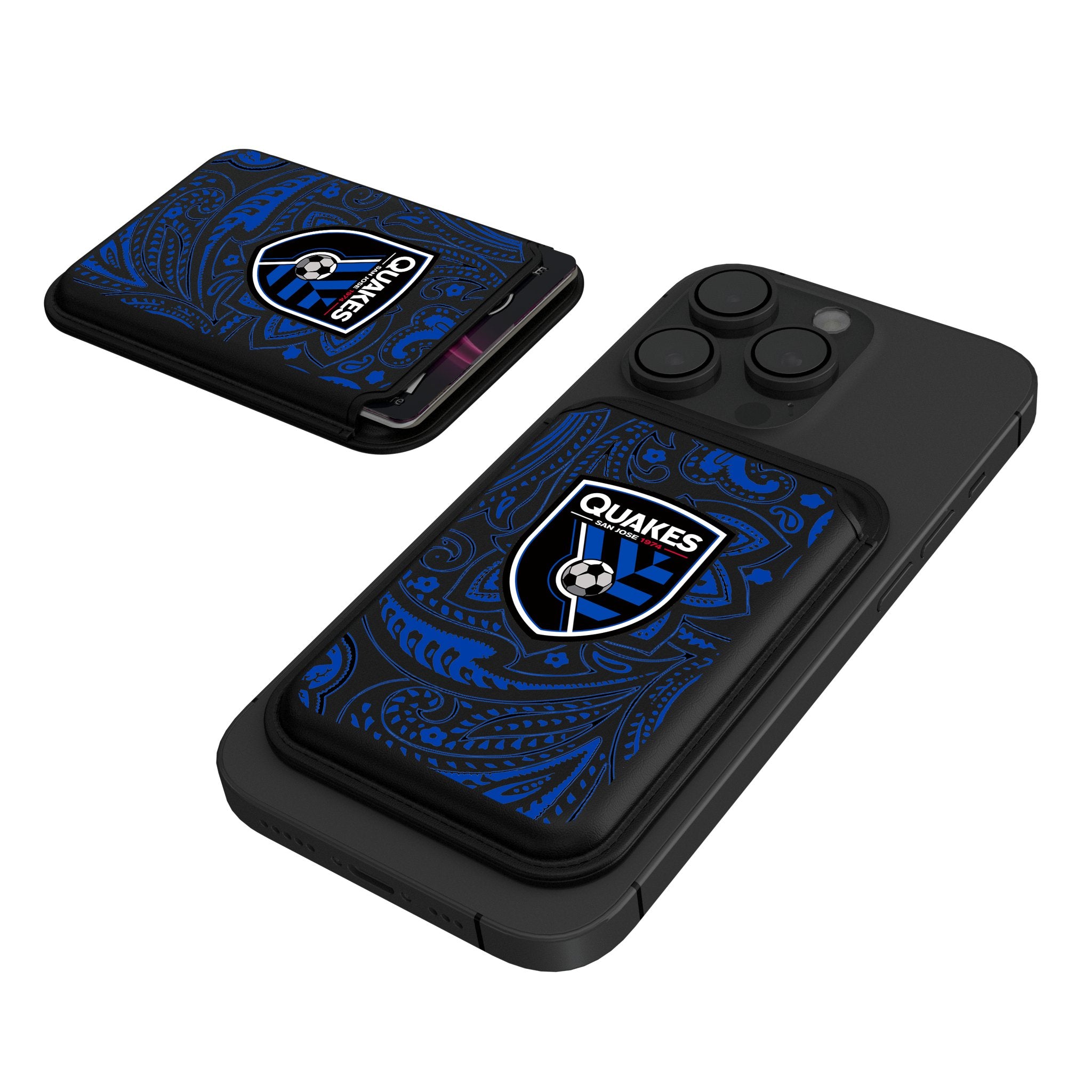 San Jose Earthquakes Paisley Black Magnetic Credit Card Wallet