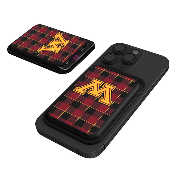 University of Minnesota Golden Gophers Plaid Black Magnetic Credit Card Wallet