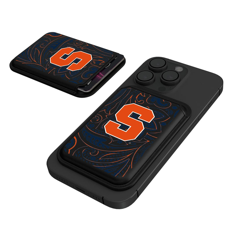 Syracuse University Orange Paisley Black Magnetic Credit Card Wallet