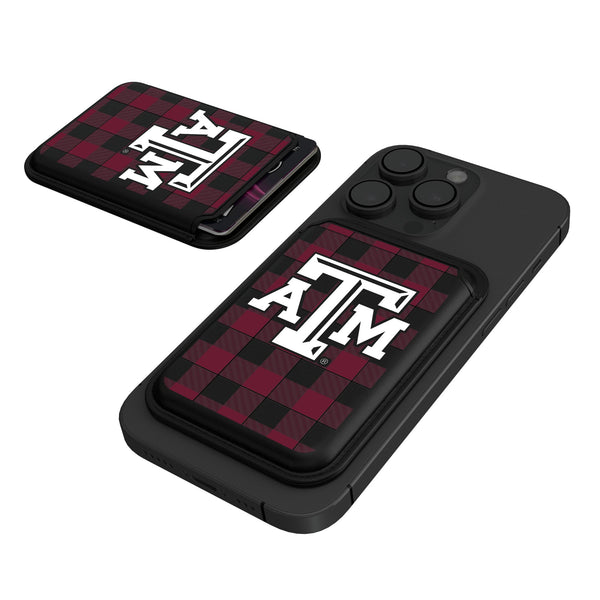 Texas A&M University Aggies Plaid Black Magnetic Credit Card Wallet