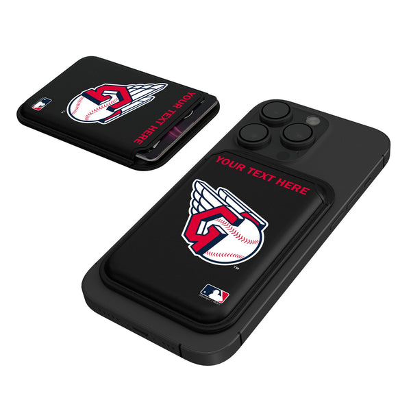 Cleveland Guardians Personalized Insignia Black Magnetic Credit Card Wallet