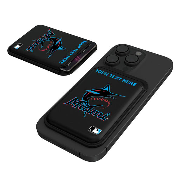 Miami Marlins Personalized Insignia Black Magnetic Credit Card Wallet