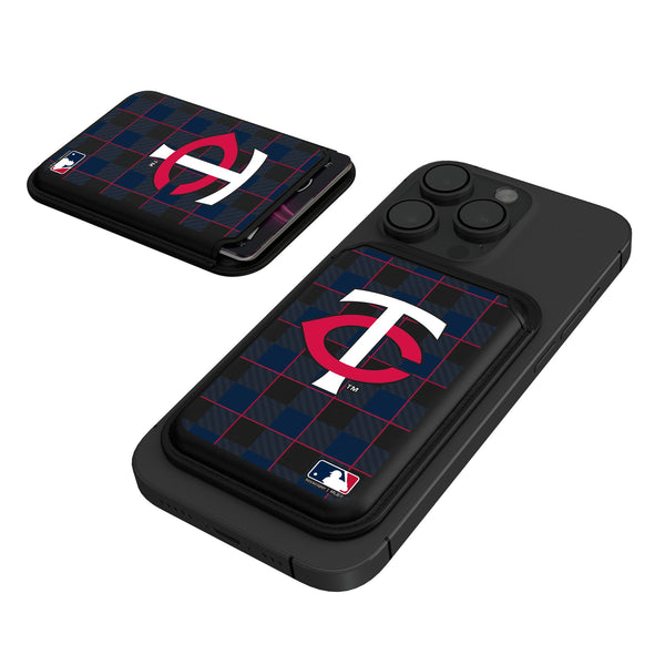Minnesota Twins Plaid Black Magnetic Credit Card Wallet