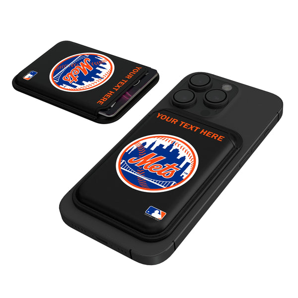 New York Mets Personalized Insignia Black Magnetic Credit Card Wallet