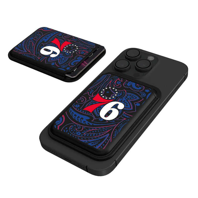 Philadelphia 76ers Paisley Black Magnetic Credit Card Wallet