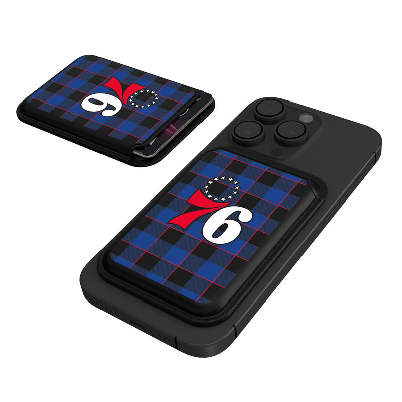 Philadelphia 76ers Plaid Black Magnetic Credit Card Wallet