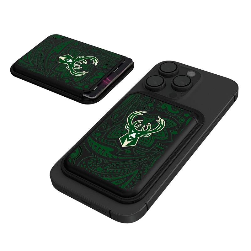 Milwaukee Bucks Paisley Black Magnetic Credit Card Wallet