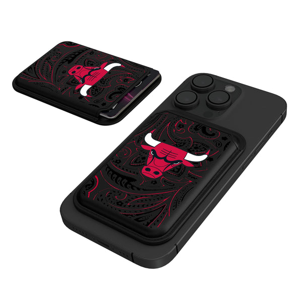 Chicago Bulls Paisley Black Magnetic Credit Card Wallet