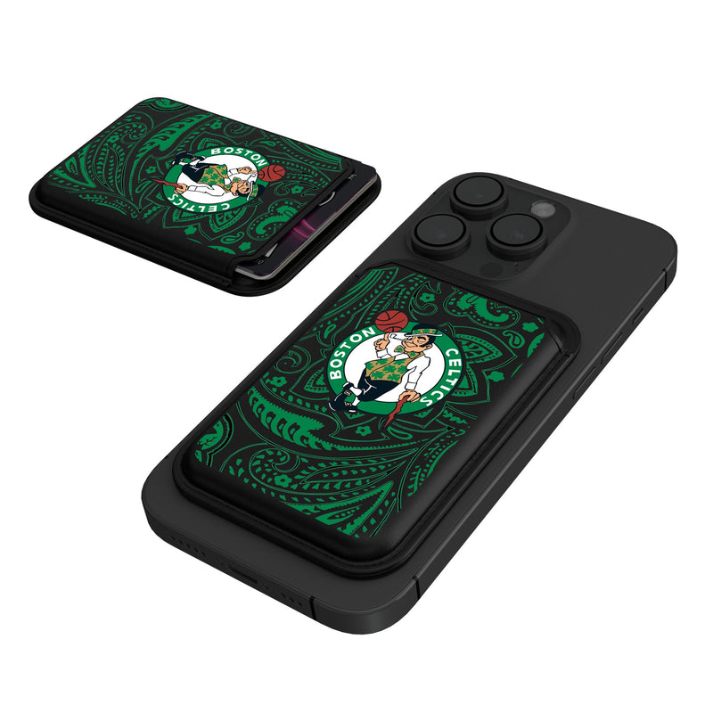 Boston Celtics Paisley Black Magnetic Credit Card Wallet