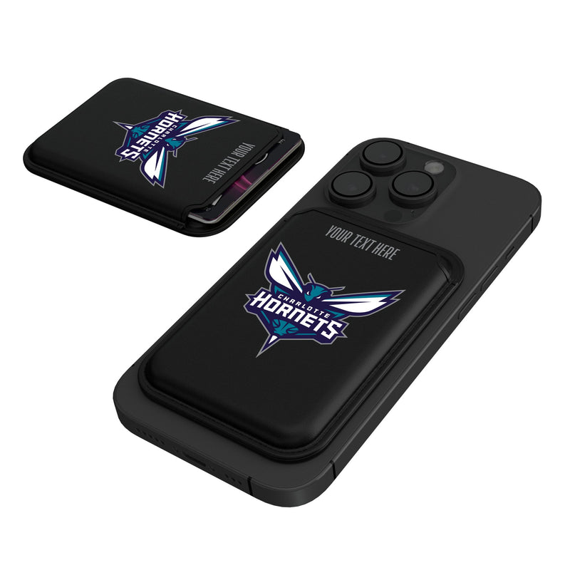 Charlotte Hornets Personalized Insignia Black Magnetic Credit Card Wallet