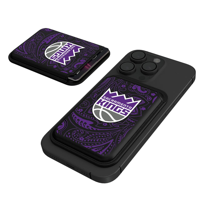 Sacramento Kings Paisley Black Magnetic Credit Card Wallet