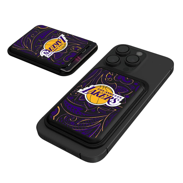 Los Angeles Lakers Paisley Black Magnetic Credit Card Wallet